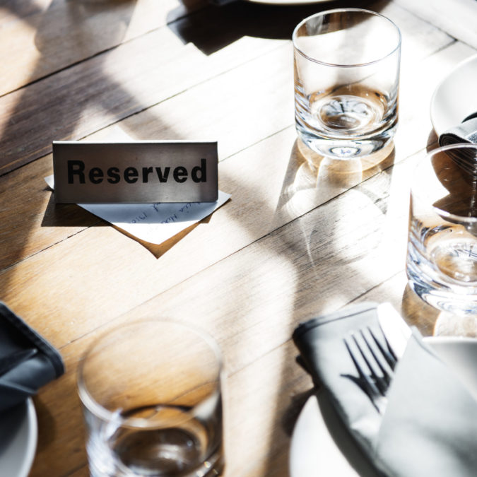 Reserved table at a restaurant